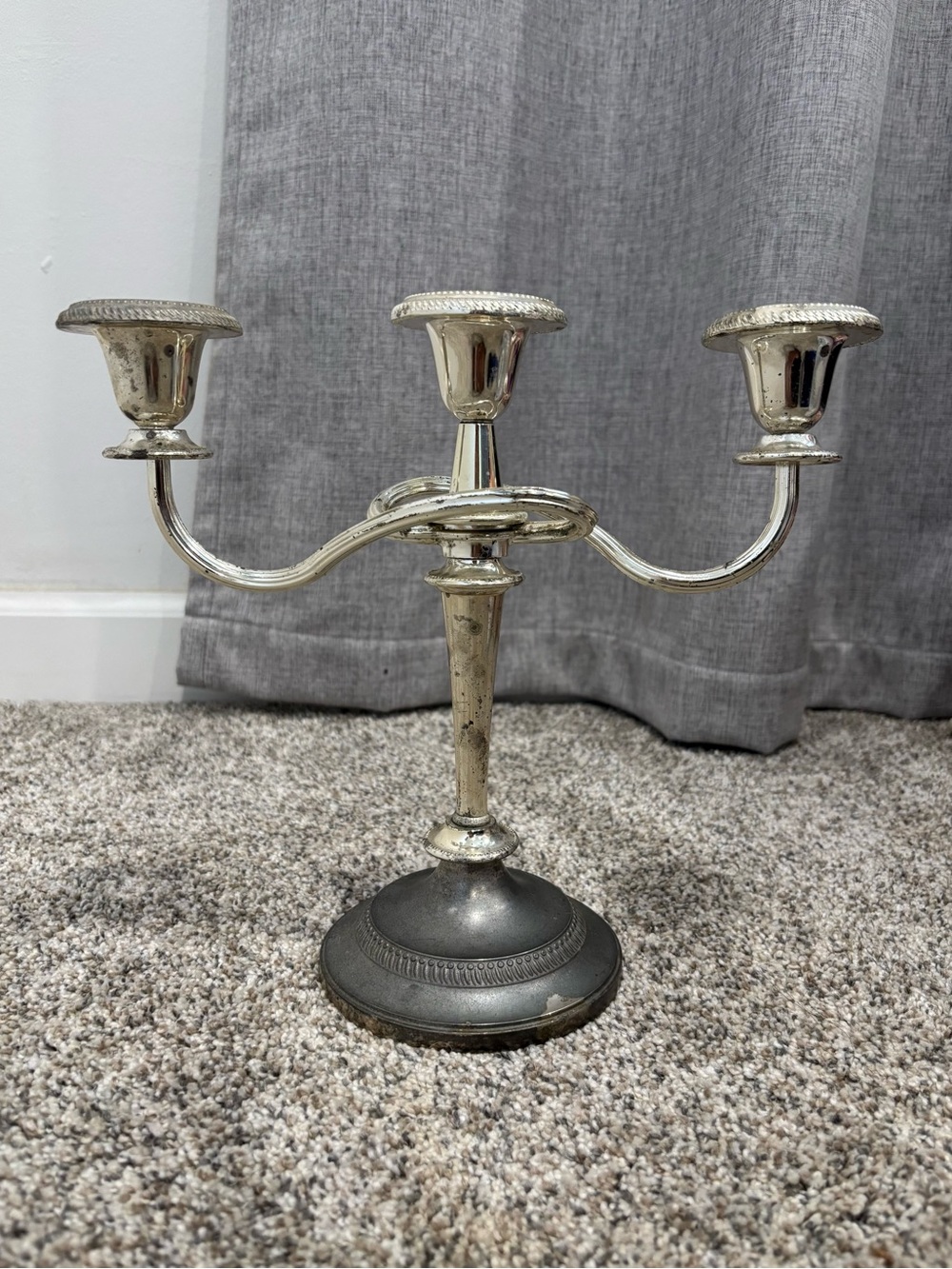 Vintage Silver Plated 3 Candelabra Curved Arm Design French Country Elegant